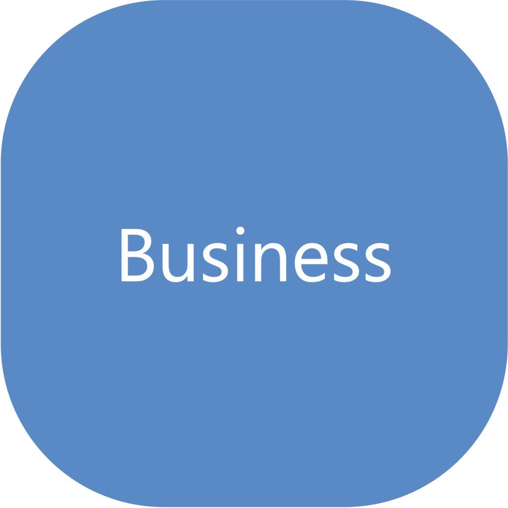 Blue square with rounded corners; the word "Business" in white text